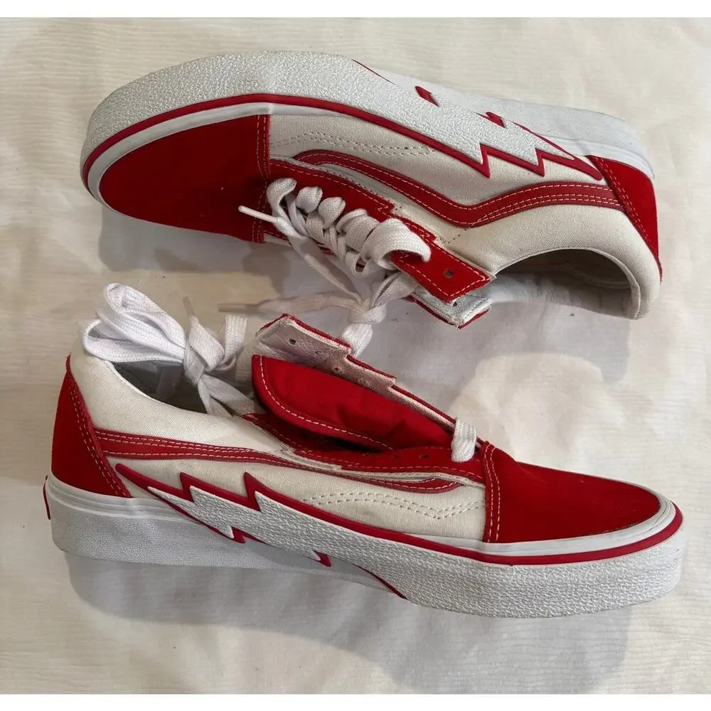 Vans Old Skool Lightning Bolt Red True White Sneaker Size Mens 8.5 Womens 10